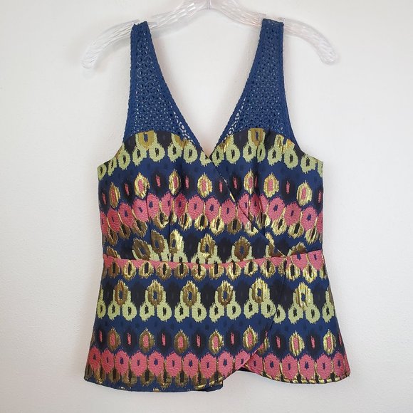 Anthro HD in Paris Yana Jacquard Peplum top (430) - Picture 1 of 11